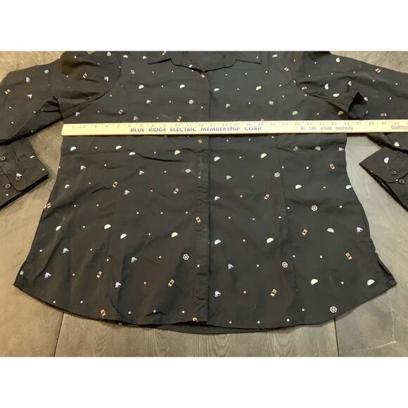 Taco Bell 3/4 Sleeve Employee Button Up Shirt Black Women's Size XL All Over - Picture 9 of 11